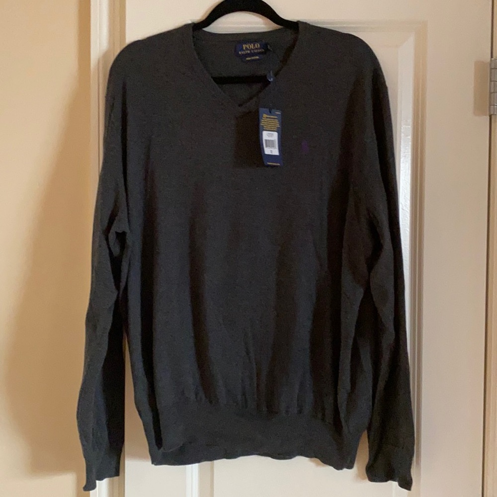Men’s polo Ralph Lauren charcoal v neck sweater